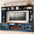 thumbnail image 2 of MINESTIA  95.5" W Wall Unit Entertainment Center with Bookshelves for TVs up to 80", Modern TV Console Table with Electric Fireplace Cabinets & Adjustable Shelves for Living Room, 2 of 9