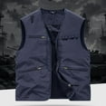 thumbnail image 2 of VBTAPA Men's Lightweight Vest Sleeveless Cargo Work Jacket Outdoor Travel Hiking Running Outerwear Vests with Zip Pockets Dark Blue XL, 2 of 8