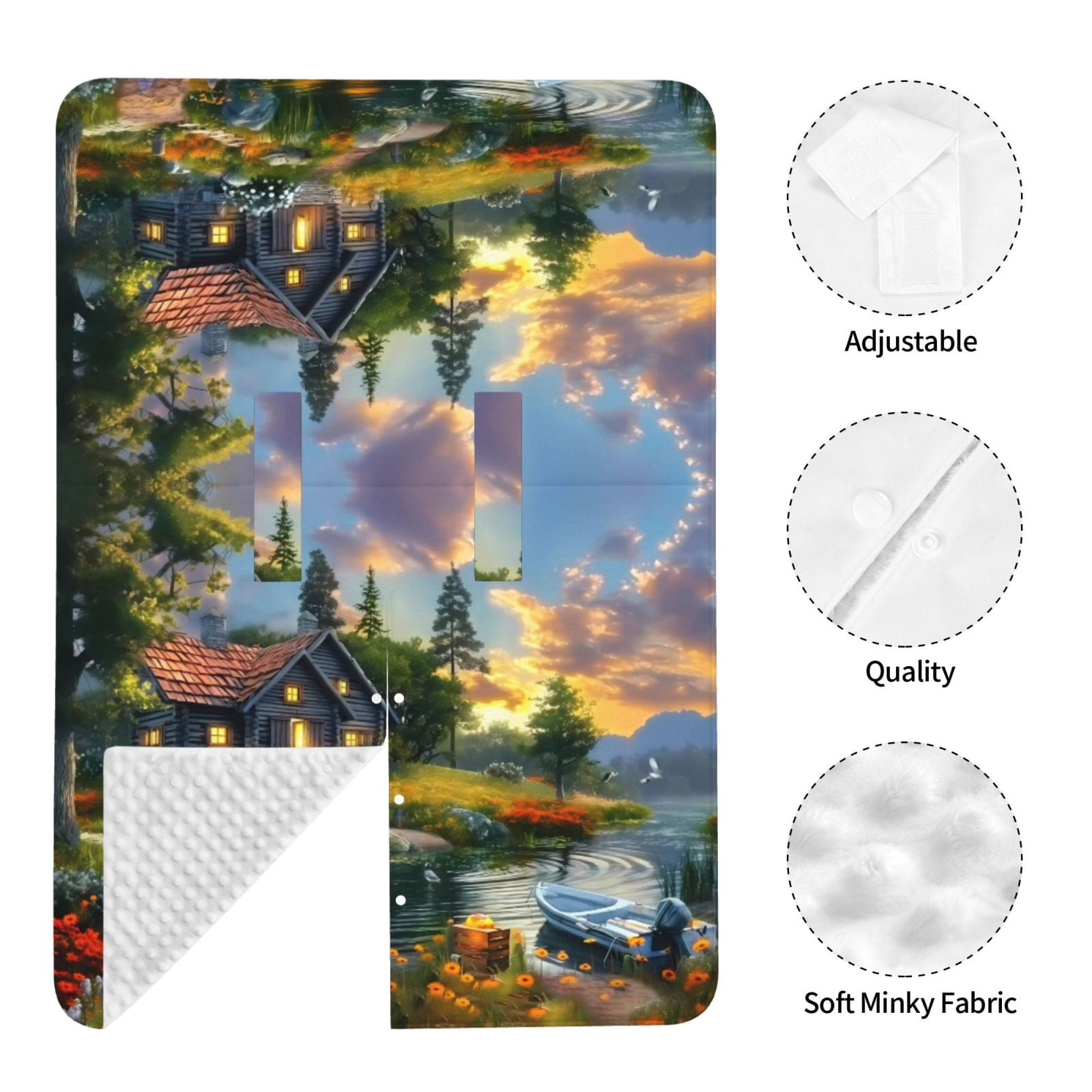 Car Seat Cover Baby - Cozy Cottage Lakeside Sunset Breathable Infant Car Seat Cover for Baby Carseat, Lightweight Comfort Baby Essentials Must Haves Newborn Stuff for Girl Boy