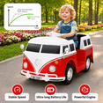 thumbnail image 5 of TLSUNNY 6V Licensed VW Bus Ride On Toys, Battery Powered Vehicle, 2-Speed Drive, Soft Start, Seat Belt, Cup Holder, Music, Foot Pedal Control, Red, 5 of 9