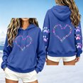 thumbnail image 2 of Staron Women's Hoodie Hooded Long Sleeve Graphic Hearts Casual Crewneck Sweatshirt Loose Cute Pullover Hoodies Tops Blue XL, 2 of 6