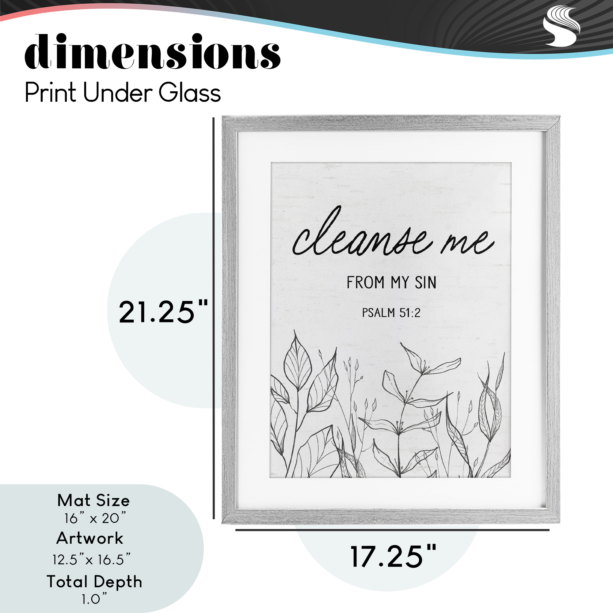 Cleanse Me From Sin Gray Framed Print Under Glass, design by Lettered and Lined