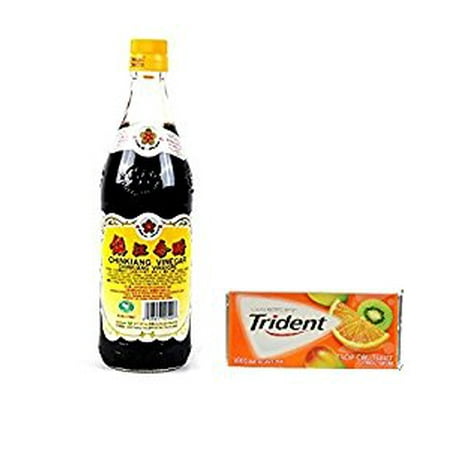 Infused Peppers In Vinegar Gold Plum Chinkiang Vinegar 18.6 fl oz plus a Free Gift Trident Gum Tropical Twist Flavor In Frustration Free Packaging ()