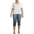 thumbnail image 4 of A3 Denim Women's Plus Size Constructed Waist Capris, 4 of 6