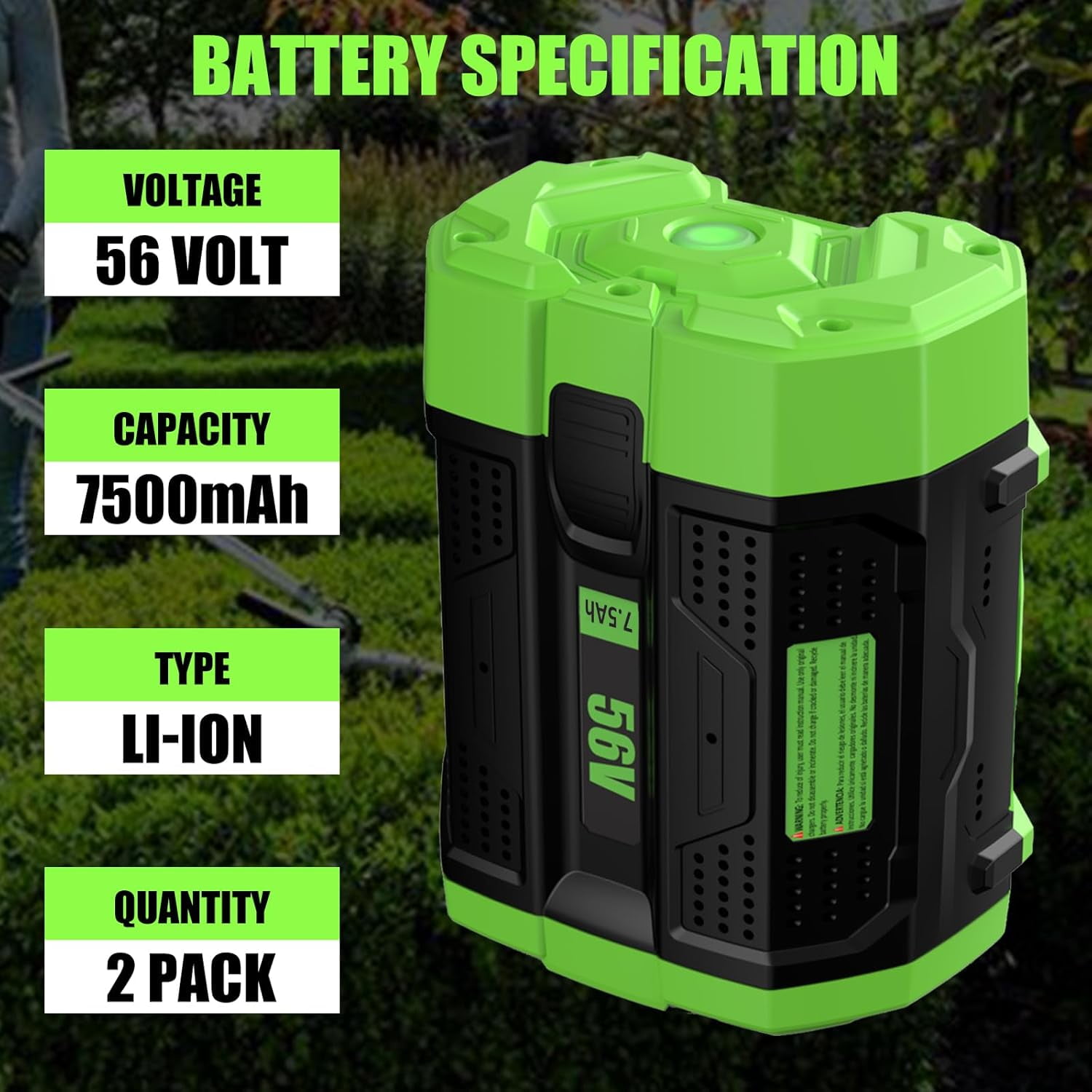 2Pack 7500mAh 56V BA4200 Batteries Replacement for EGO 56V Battery BA4200 BA4200T BA5600T BA1400T BA2800 Lithium ion Compatible with EGO Battery 56Volt Power Tools