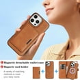 thumbnail image 3 of Allytechgroup 3 in 1 Wallet Case for Apple iPhone 12 Pro Max, Detachable Back Cover & Cards Holder Compatible with Mag-safe Shockproof RFID Blocking Stand Phone Case for iPhone 12 Pro Max, Brown, 3 of 8