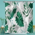 thumbnail image 3 of Tropical Shower Curtain, Dark Green Palm Leaves Plants Pattern White Black Branches Botanical Bath Curtains Waterproof Fabric with Hooks for Home Decor, 72Wx84H, 3 of 6