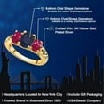 thumbnail image 2 of Gem Stone King 18K Yellow Gold Plated Silver Blue Sapphire and Red Ruby Filigree Style 3 Stone Ring for Women (3.00 Cttw, Oval 8X6MM and 6X4MM) (Size 6), 2 of 6