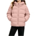 thumbnail image 2 of Xdegoge Girls Hooded Puffer Jacket Zip Up Quilted Winter Coat Long Sleeve Warm Thick Outerwear with Pockets Elastic Cuffs Casual Kids Cold Weather Snow Wear, 2 of 9