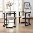 thumbnail image 2 of Set of 2 Upholstered Dining Chairs with Beige Fabric and Black Metal Frame, 2 of 10