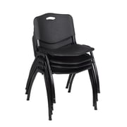 Regency Kee 36 in Round Breakroom Table- Maple Top, Chrome Legs, 4 M Stack Chairs- Black