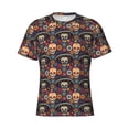 thumbnail image 3 of Naloa Skulls and Flowers Men's T-Shirt Sport T-shirt Men's Basic Tee Casual Men's Shirt, Round Neck, Short Sleeves - Medium, 3 of 5