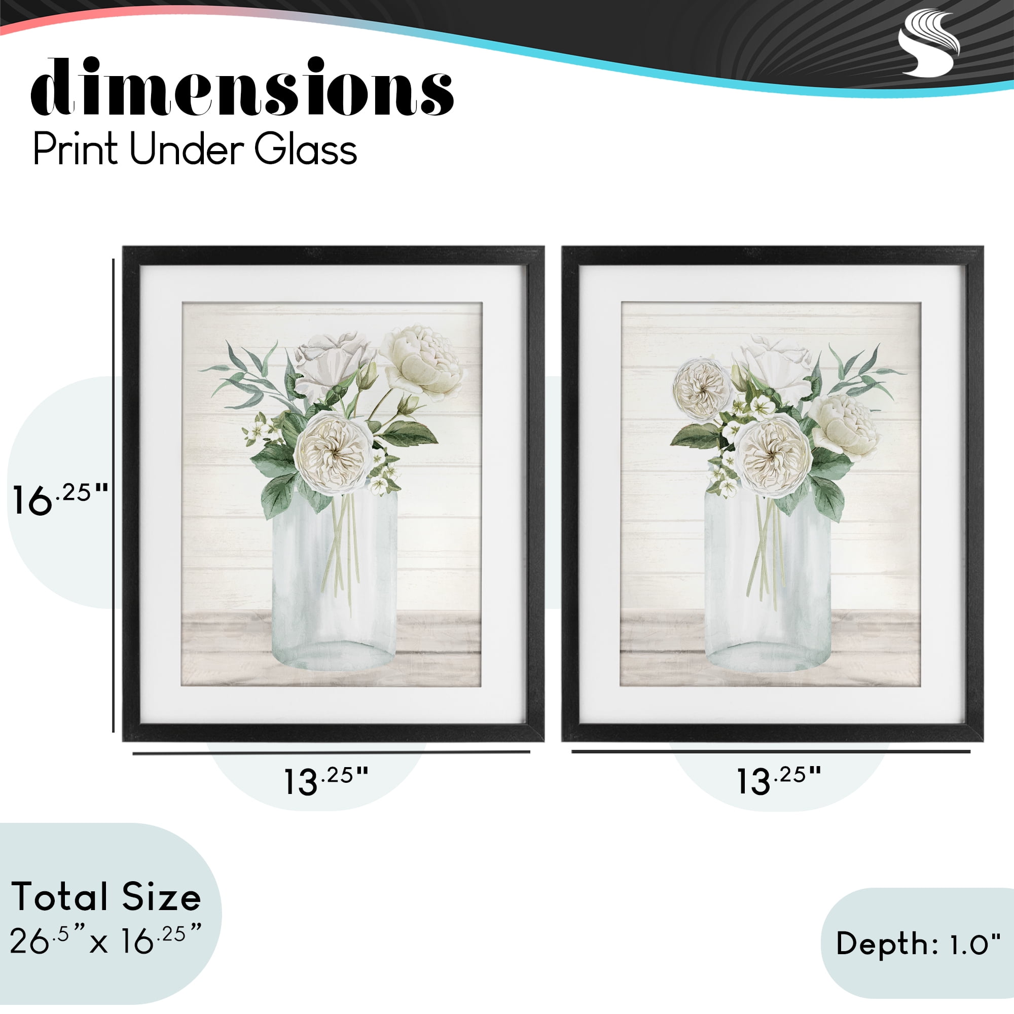 Stupell Industries Soft Patience Flowers 2 Piece Black Framed Print Under Glass Set, design by Kim Allen