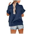 thumbnail image 4 of IROINNID Women's Workwear V-Neck Button Up Blouse Short Sleeve Tunic Tops with Pocket,Loose Fits Casual Solid Color Shirt for Office and Clinic Wear(Navy#1,), 4 of 4