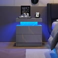 thumbnail image 3 of LED Nightstands, Bedside Table with 2 Drawers, Side Table with Changing RGB Light & Remote, Modern Bedroom Furniture, Grey Marble Pattern, 3 of 8