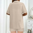 thumbnail image 5 of pstuiky Short Pajamas for Women Fashion Solid Color Breathable Lounge Sets Casual Loose Fit Collared Short Sleeve Pajama Sets with Shorts Night Shirts for Women Sleepwear Beige 2XL, 5 of 8