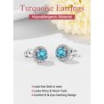 thumbnail image 6 of FOCALOOK Turquoise Round Stud Earrings for Women 925 Sterling Silver Cubic Zirconia Small Earrings Daughter Girlfriend Christmas Birthday Gemstone Jewelry Gifts, 6 of 8