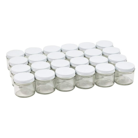 Pinnacle Mercantile 2 oz Glass Jars Containers Spice Straight Sided with White Metal Lids 24 ct case