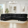 thumbnail image 5 of Harper & Bright Designs U-Shaped Sectional Sofa with Movable Ottoman, Oversized Couch with Side Storage Pockets, L-shaped Corduroy Fabric Sofa for Living Room, 125.2", Black, 5 of 13