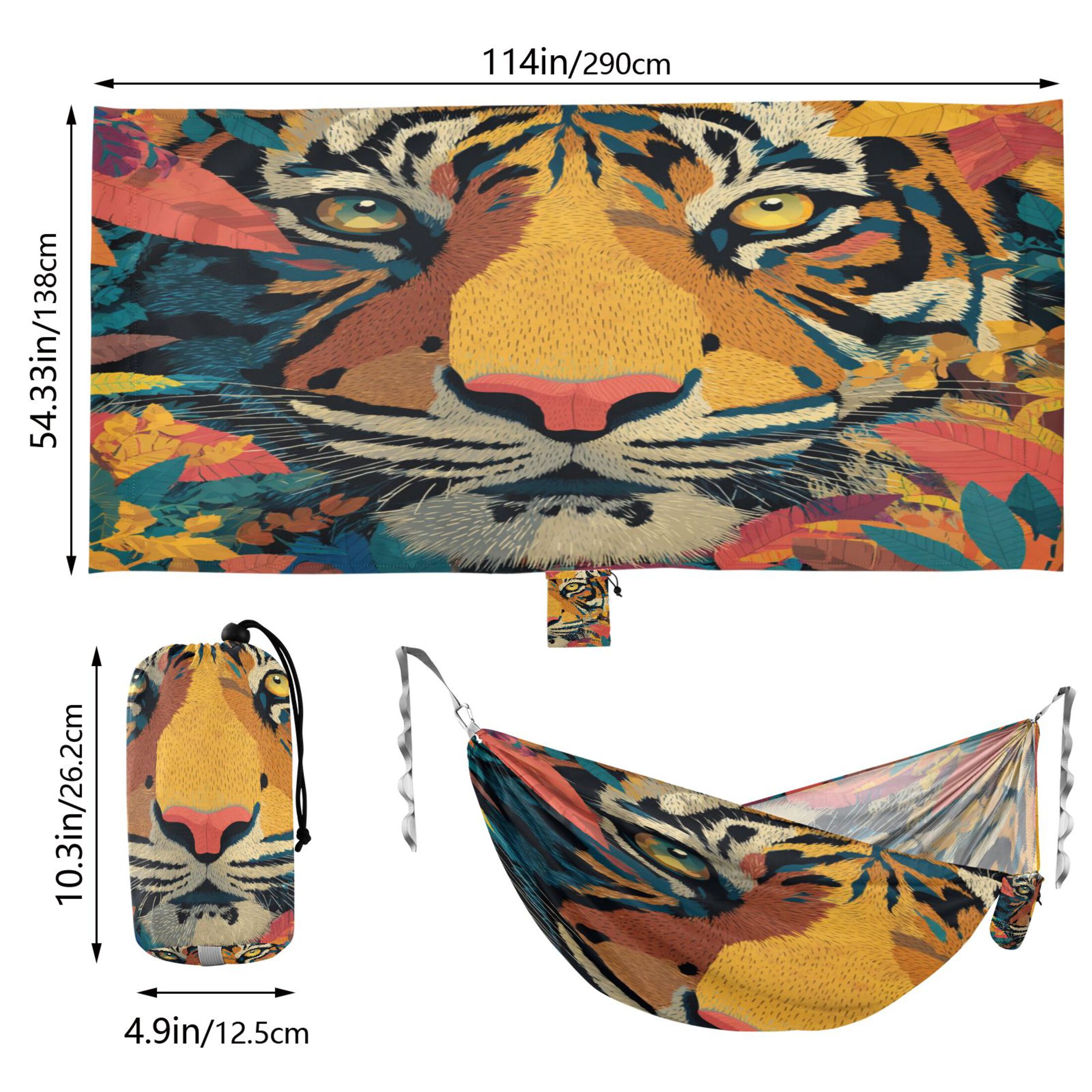 Hammock Camping Hammock Nylon Portable Hammock Travel Camping Hammock Orange Tiger Cartoon