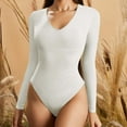 thumbnail image 3 of REALiKUN Women's Long Sleeve Deep V Neck Bodysuits Tops Going Out Body Suits Jumpsuits Costume Outfits, 3 of 4