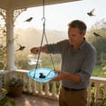 thumbnail image 3 of Hanging Bird Bath with Solar Water Fountain Outdoor Bird Feeder & Birdbath Combo 9.25 Inch Decorative Glass Bird Bath Bowl for Garden Balcony Patio Backyard Wild Bird Watching Use, 3 of 4