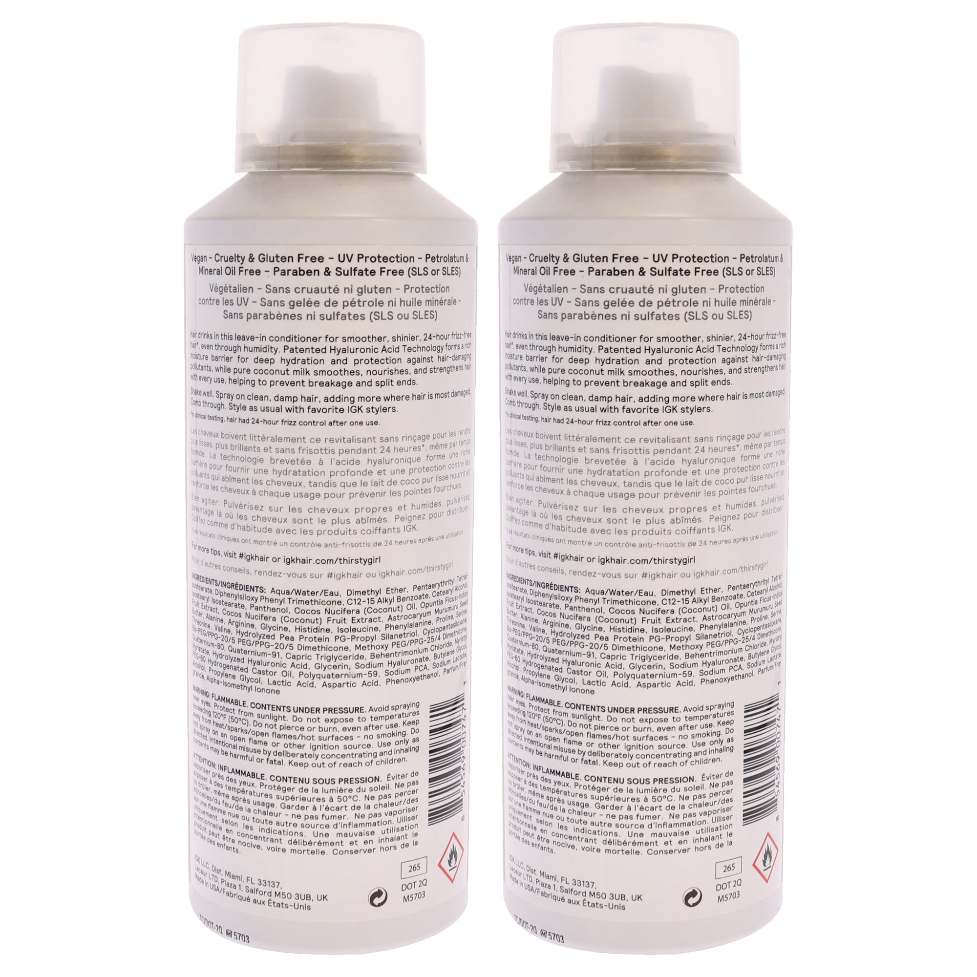 IGK Thirsty Girl Coconut Milk Leave-In Conditioner - Pack of 2 , 5 oz Conditioner