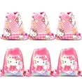 thumbnail image 2 of Hello Kitty dibujos animados no tejido niños niñas fiesta de cumpleaños regalo bolsa de compras mochila con cordón suministros para fiesta de Navidad de Año Nuevo, 2 of 5