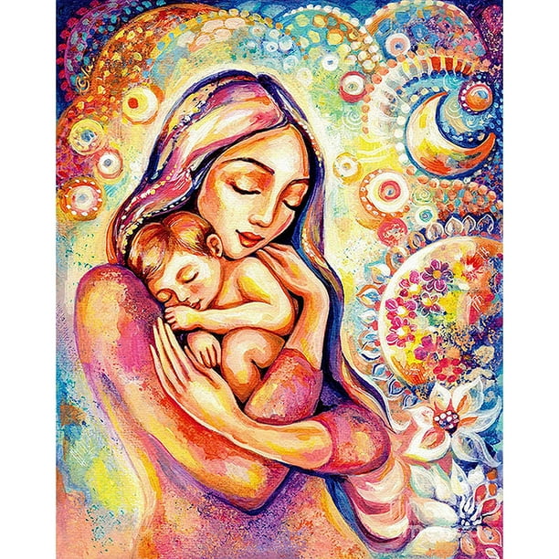 Taladro Pintura Diamante (DB2139) 5D DIY Full Mom Kids Bordado (Día de la Madre-WLL519) 50x70cm Hugtrwg Para estrenar