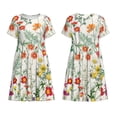 thumbnail image 3 of Bixox Robe d'Été à Manches Courtes pour Femmes Robe Ample Longueur Genou avec Poches-Floral Printanier, 3 of 7