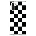 thumbnail image 1 of DistinctInk Clear Shockproof Hybrid Case for Samsung Galaxy Note 10 (6.3" Screen) - TPU Bumper, Acrylic Back, Tempered Glass Screen Protector - Black White Checkered Flag Geometric - Checkered Pattern, 1 of 1