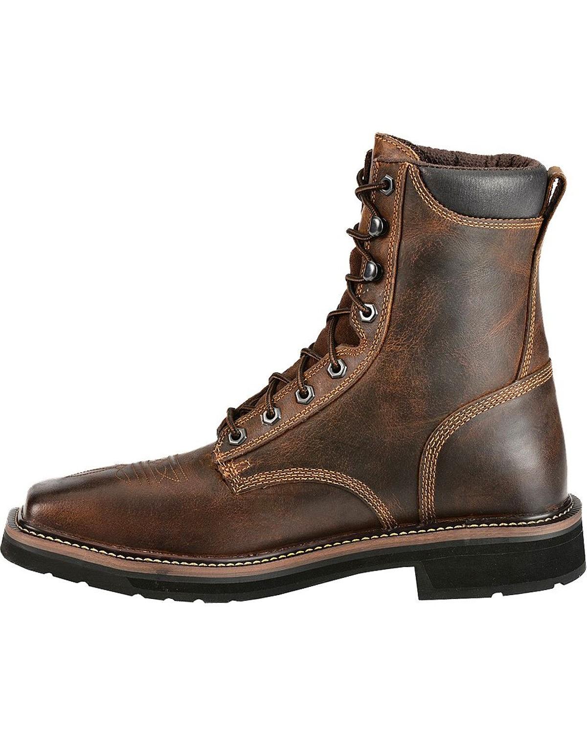 justin men's rugged tan stampede steel toe work boots