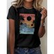 thumbnail image 1 of Women's Vibrant Waves Graphic Tee - Casual Gray Crew Neck Short Sleeve Top with Colorful Sunset Design, Machine Washable - Ideal for Spring & Summer, 1 of 6