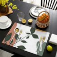 thumbnail image 3 of Brown Boho Plant Pattern Summer Placemats Table Placemats Set Of 6-Linen Kitchen Washable Placemats Table Mats 11.8"x17.7"Non-Slip Heat Resistant, 3 of 5