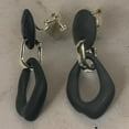 thumbnail image 3 of Clip on 2 1/3" Vintage gold and black Acrylic dangle chain earrings, 3 of 5