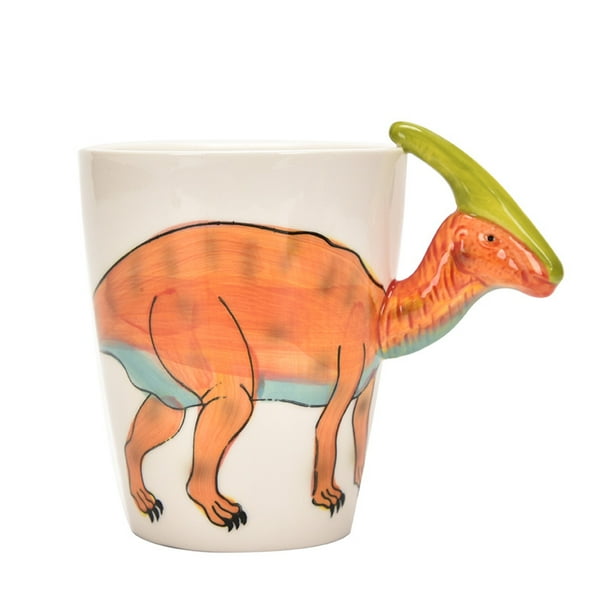 Taza de cerámica con diseño de dinosaurios Fun, 350 ml, con mango 3D Parasaurolophus