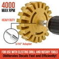 thumbnail image 2 of TCP Global Heavy Duty Rubber Eraser Wheel, 4” Slotted Edge Pad with Drill Adapter - Adhesive Remover Tool, Remove Vinyl Decals, Pinstripes, Stripes, Stickers, Graphics Removal Auto Car Truck RV Signs, 2 of 7