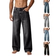 thumbnail image 5 of JUSLIO Jeans for Men,Vintage Washed Wide Leg Loose Straight Casual Denim Jeans,Black 2XL, 5 of 10