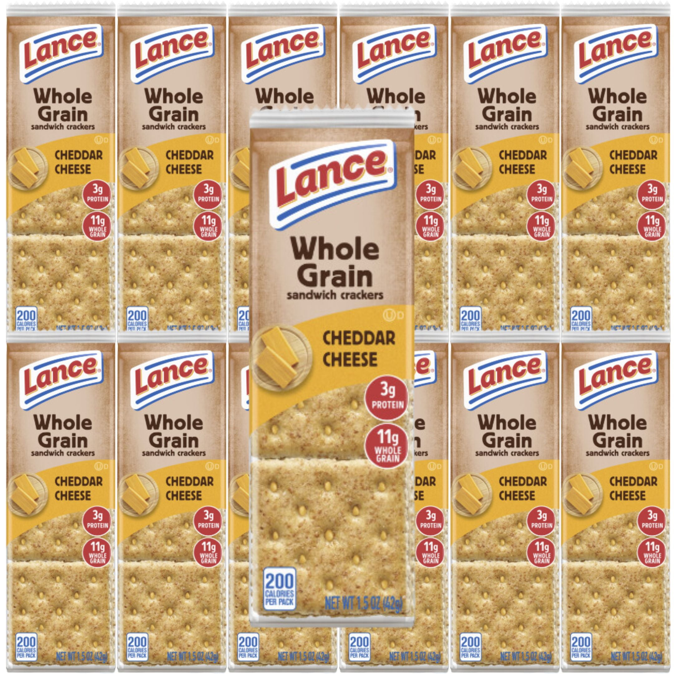 Lance Whole Grain Cracker Sandwiches, (40 count) Individually Wrapped Packs (Whole Grain Peanut Butter) Crackers, Lance Crackers, Whole Grain Crackers.