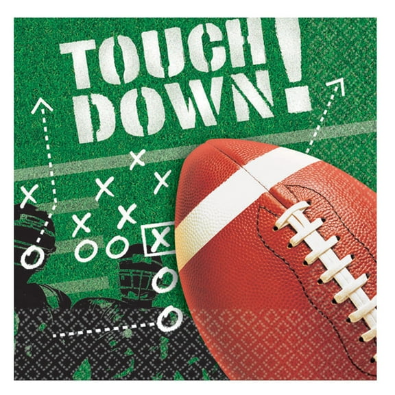 Football Party Tailgate Game Time 2-Ply 10" Beverage Napkins, Green, 125 CT