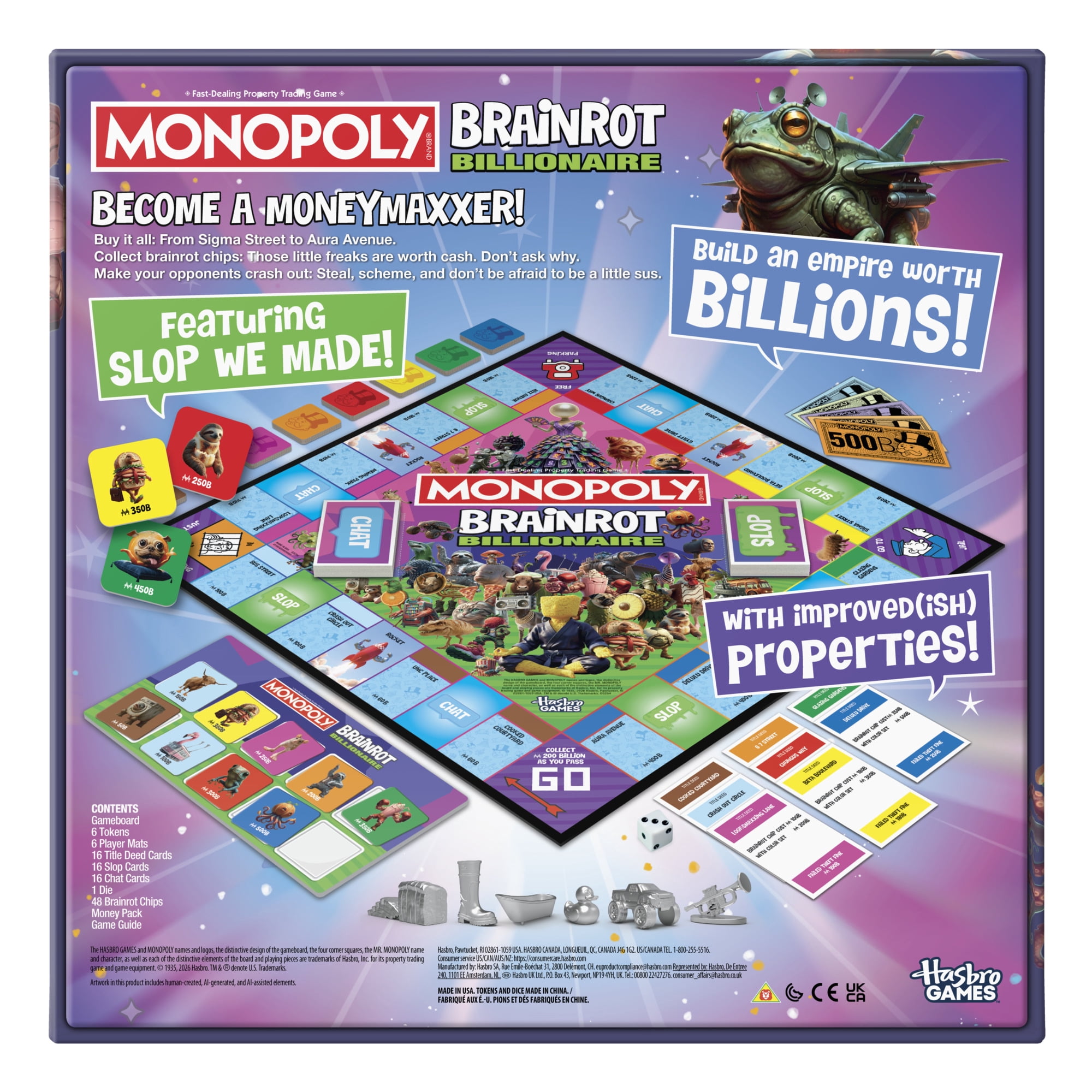 Monopoly Brainrot Billionaire Board Game with AI Slop, Funny Family Games, Ages 8+