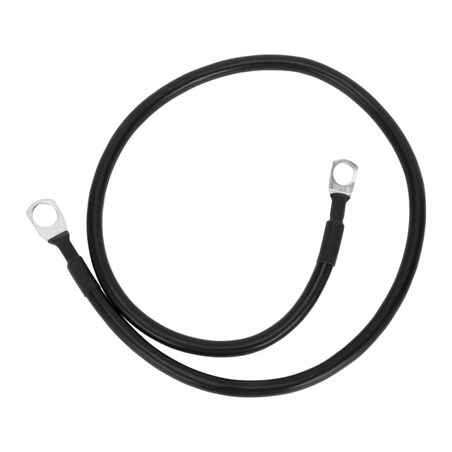 Cables de batería de inversor de 2 pies con terminales de 3/8" y 5/16" de 7 AWG, cobre estañado, 1 pieza, negro