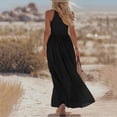 thumbnail image 4 of Ahabrexf Maxi Dress V-Neck Sleeveless Solid Color Casual Long Dress for Women Summer, 4 of 7