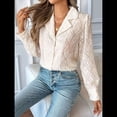 thumbnail image 4 of Camisas de Larga con Botones para Mujer Camisa Ligera con Botones Albaricoque S, 4 of 10