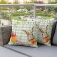 thumbnail image 4 of Easter Rabbit Pillow Covers 2 Pack Spring Red Orange Pink Floral Leaf Plant Green Buffalo Plaid Pillowcase Waterproof Outdoor Throw Pillow Cover for Patio Garden Square Cushion 26”x26”, 4 of 9