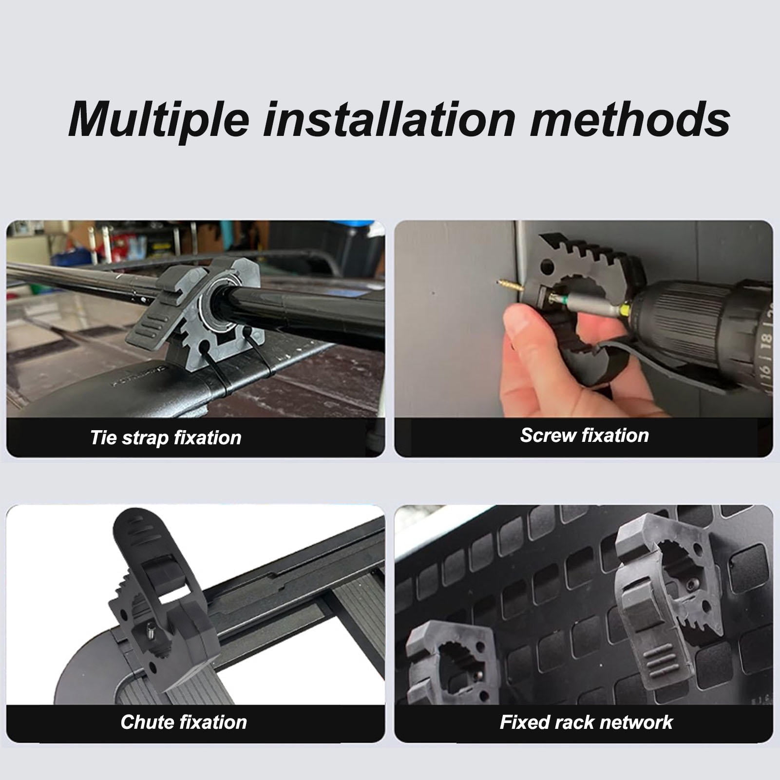 Yajisi 4‑Pack Heavy‑Duty Rubber Shovel & Tool Mounts, 30‑40 mm Clamp, 11 kg Capacity, Versatile Vehicle & UTV Rack Holder