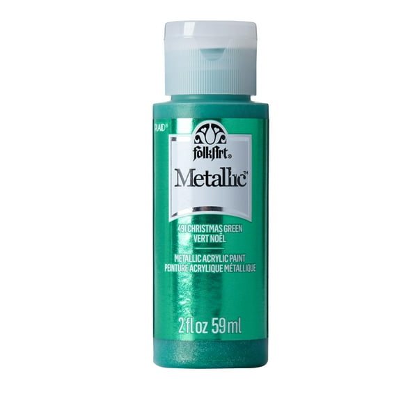 FolkArt 491E Metallic Acrylic Craft Paint, Metallic Finish, Christmas Green, 2 fl oz