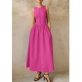 thumbnail image 4 of Vestido PRETTYGARDEN Verano 2025 sin mangas con patchwork XL Rojo Rosa, 4 of 8