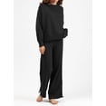 thumbnail image 3 of Faithtur Ensemble Décontracté pour Femmes, Chandail d'Hiver Uni à Col Rond et Pantalon à Jambe Grand, Tenues d'Hiver 2 Pcs, 3 of 5