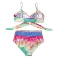 thumbnail image 6 of Women Criss Cross Tankini Two Piece Bathing Suits High Waisted Adjustable Sexy Spaghetti Strap Wrap Bikini Tummy Control Floral Print Beach Swimsuits, Rainbow M, 6 of 7